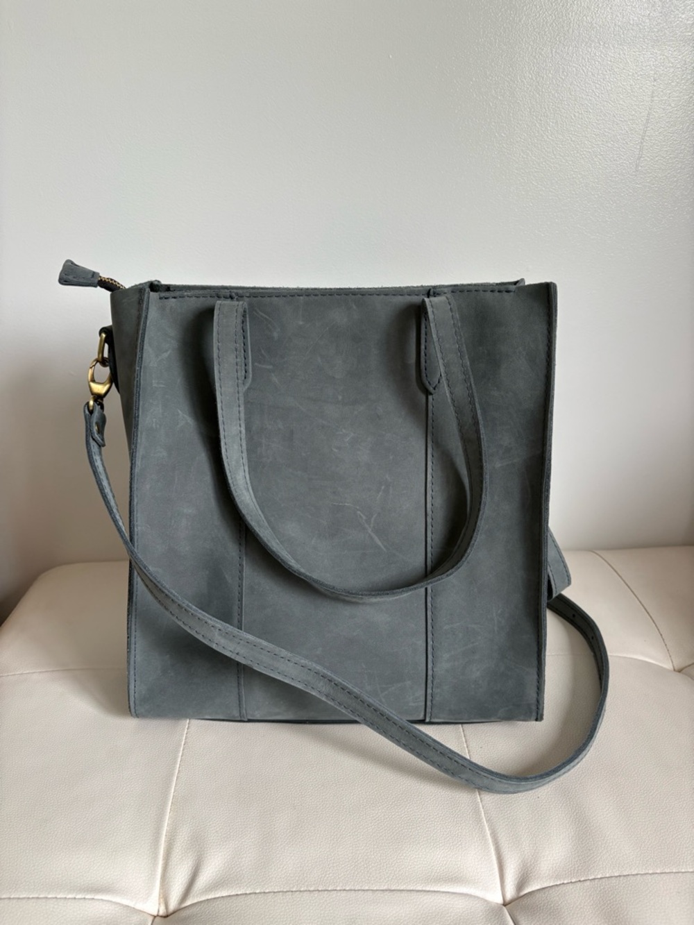Slate Blue Portland Leather Bag - Picture 3 of 12